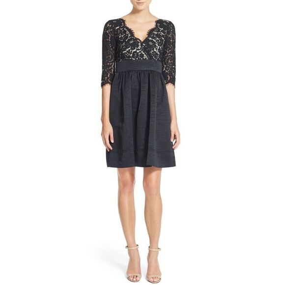 NWT ELIZA J BLACK SCALLOPED LACE BODICE DRESS SIZE 10 - Picture 3 of 11